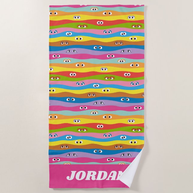 Serviette De Plage Ensemble Motif des yeux | Ajouter Votre Nom (Devant)