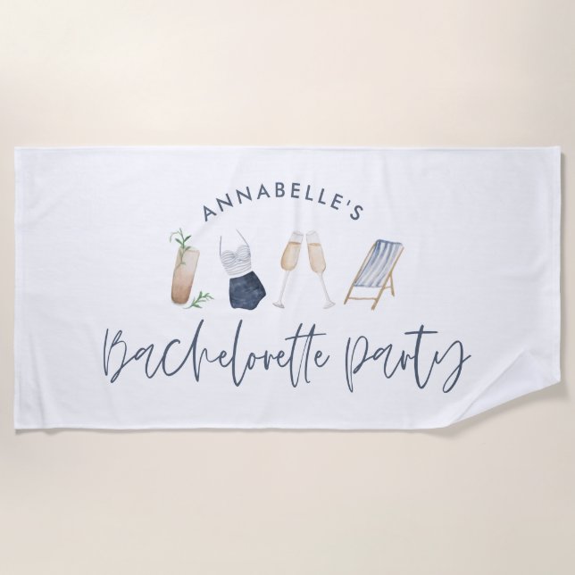 Serviette De Plage Enterrement de vie de jeune fille cocktail écritur (Devant)