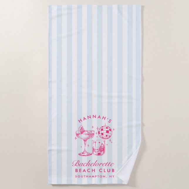 Serviette De Plage Enterrement de vie de jeune fille Cocktail Rétro D (Devant)
