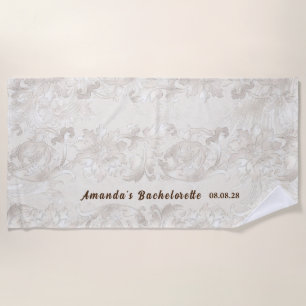 Serviette De Plage Enterrement de Vie de Jeune Fille Fleurs Blanches