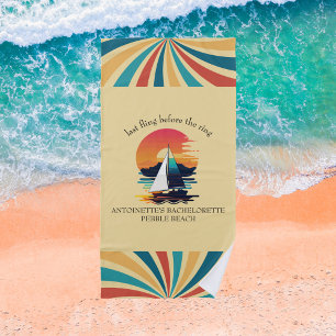Serviette De Plage Enterrement de Vie de Jeune Fille Rétro Sunset