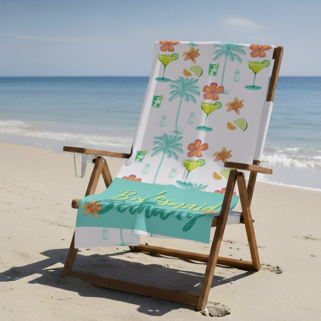 Serviette De Plage Enterrement de Vie de Jeune Fille Tropical Margari (Spice up the party with this playful “Margarita Veil” design!)