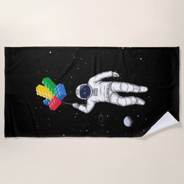 Serviette De Plage Entrepreneur principal astronaute, Blocs de constr (Devant)