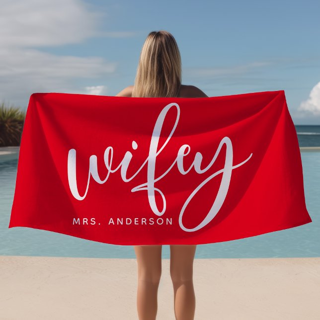 Serviette De Plage Épouse Rouge Et Blanc Jeune Mariée (Créateur téléchargé)