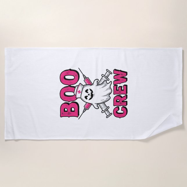 Serviette De Plage Équipe Bouh Infirmière Fantôme Halloween Conceptio (Devant)