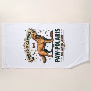 Serviette De Plage Équipe de Canidés Graphique Vintage de Chien avec 