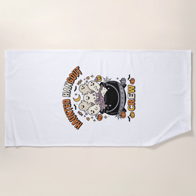Serviette De Plage Équipe de citrouille fantôme Halloween (Devant)
