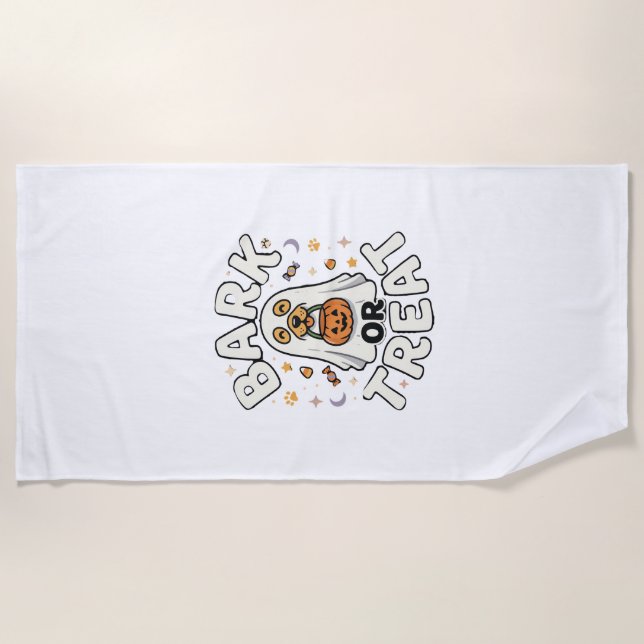 Serviette De Plage Équipe de friandises d'Halloween pour chiens (Devant)