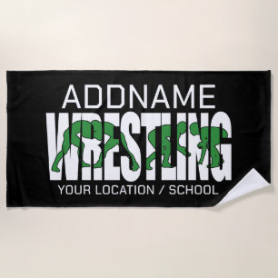 Serviette De Plage Équipe de lutte AJOUTER TEXTE École Varsity Lutteu