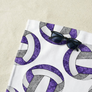 Serviette De Plage équipe de volley-ball violet gris couleurs cadeaux