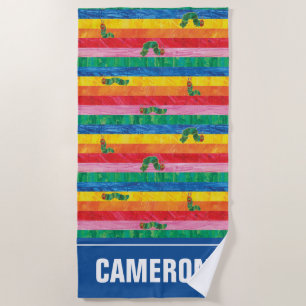 Serviette De Plage Eric Carle Caterpillar Rainbow Stripe Motif