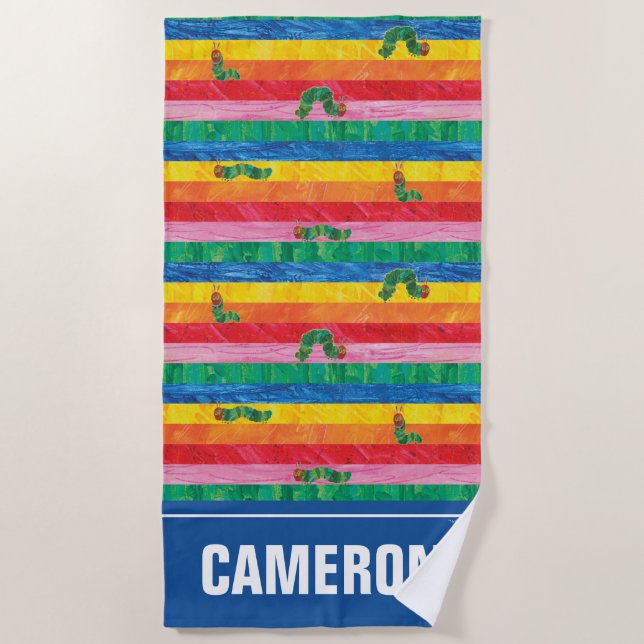 Serviette De Plage Eric Carle | Caterpillar Rainbow Stripe Motif (Devant)