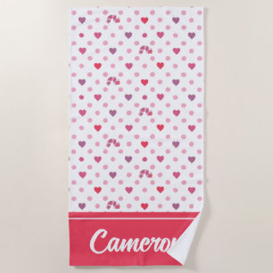 Serviette De Plage Eric Carle   Valentine Heart Polka Dot Motif
