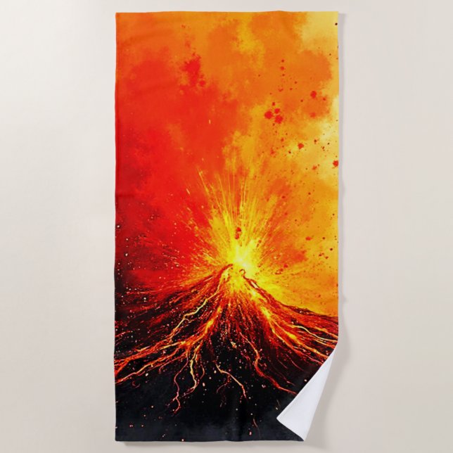 Serviette De Plage Éruption volcanique Art Abstrait (Devant)
