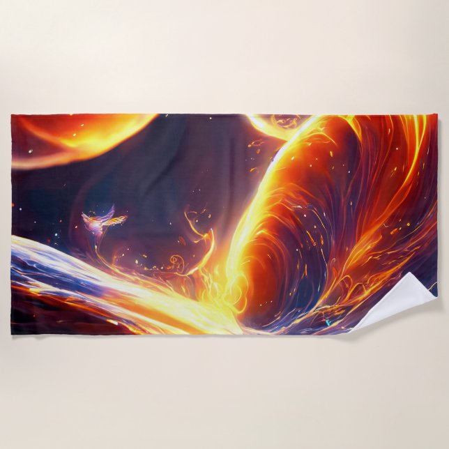 Serviette De Plage Espace d'eau de feu (Devant)