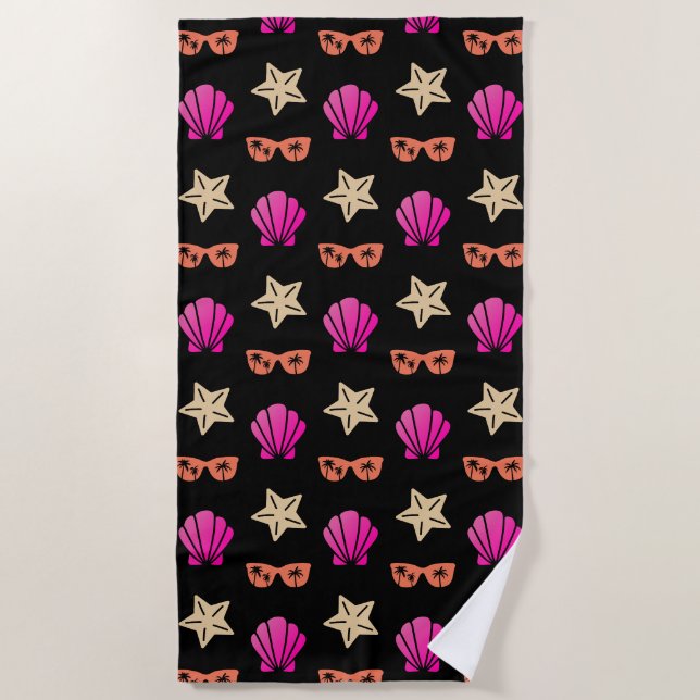 Serviette De Plage Éstarfish, Coques et Lunettes de soleil sur le noi (Devant)