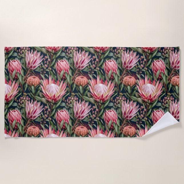 Serviette De Plage Esthétique botanique moderne de Protéa (Devant)