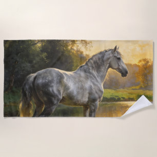 Serviette De Plage Étalon andalou au bord du lac