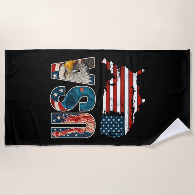 Serviette De Plage Etats-Unis Patriotique 4 juillet Amérique Drapeau  (Devant)