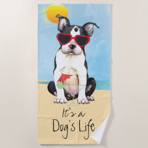 Serviette De Plage Été Boston Terrier