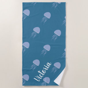 Serviette de plage été méduse bleue nom