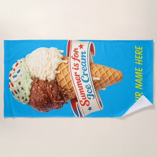 Serviette De Plage Été personnalisé pour les glaces (Devant)