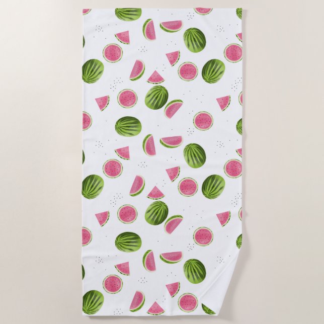 Serviette De Plage Eté Pink & Green Watermelon (Devant)