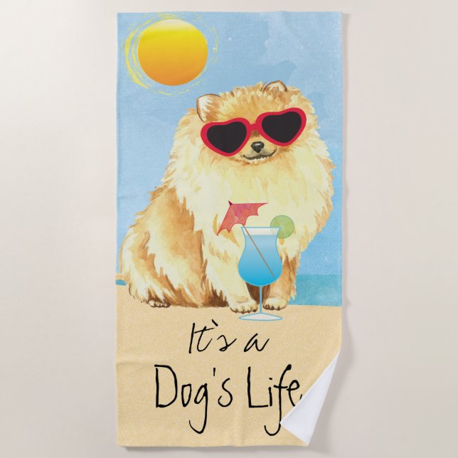 Serviette De Plage Été Pomeranian (Devant)