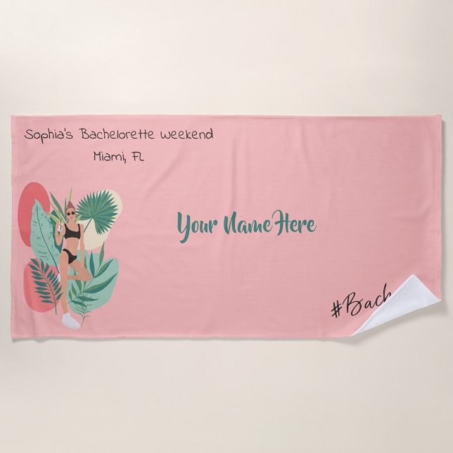 Serviette De Plage Été rose et noir : ambiance pour l'enterrement de  (Devant)