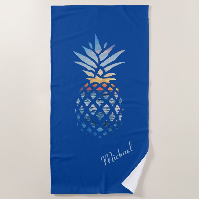 Serviette De Plage Été Sunset Beach Ananas Custom (Devant)