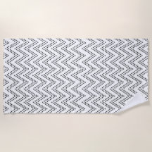 Serviette de plage ethnique Boho - Noir & Blanc