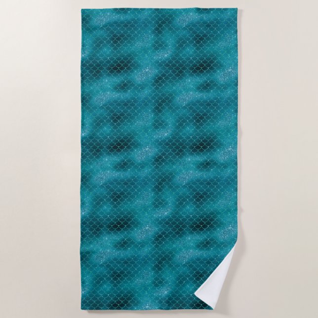 Serviette De Plage Étincelle turquoise de sirène (Devant)