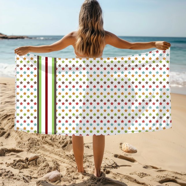 Serviette De Plage Étoile colorée personnalisée (Créateur téléchargé)