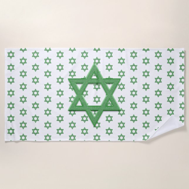 Serviette De Plage Étoile verte de David sans marin (Devant)