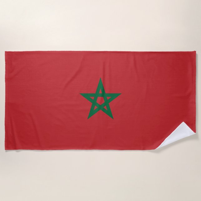 Serviette De Plage Étoile verte (Drapeau du Maroc) (Devant)