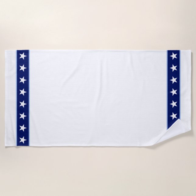 Serviette De Plage Étoiles blanches élégantes sur fond blanc (Devant)