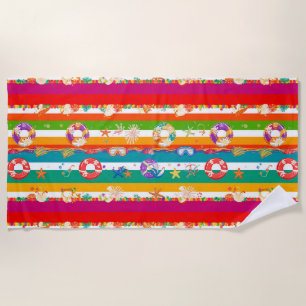 Serviette De Plage 🌞 Évasion estivale de plage tropicale vibrante