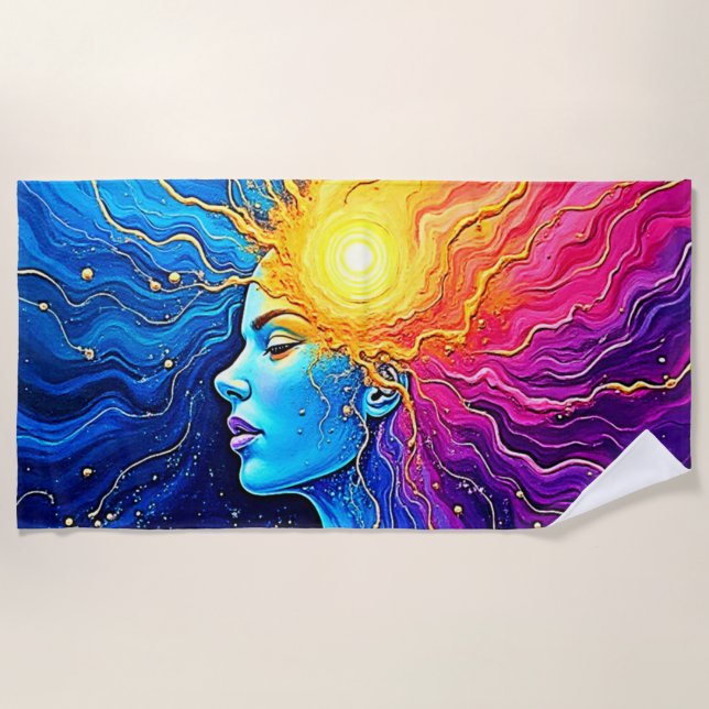 Serviette De Plage Éveil de l'esprit cosmique radiant (Devant)