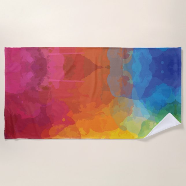 Serviette De Plage Explosions de couleurs vives (Devant)
