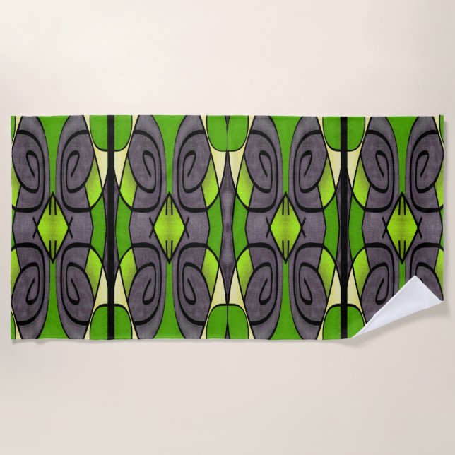 Serviette De Plage Expressionnisme moderne vert (Devant)