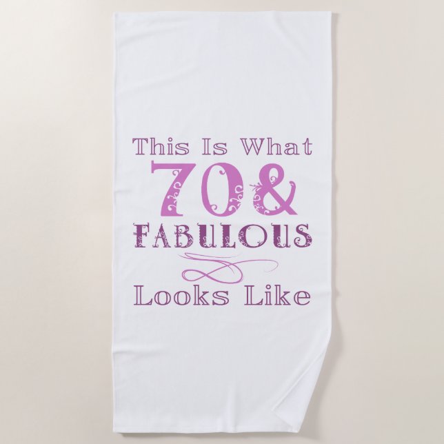 Serviette De Plage Fabuleux 70e anniversaire pour elle (Devant)