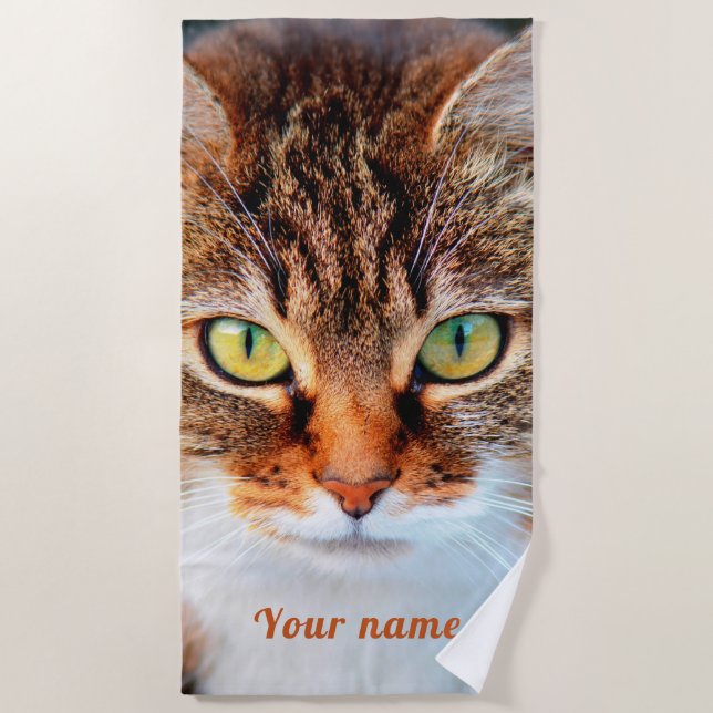 Serviette De Plage Face de chat mignonne pour les amoureux de les cha (Devant)