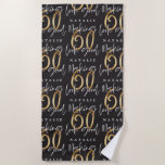 Serviette De Plage Faire 60 look belle parties scintillant or plage d<br><div class="desc">Célébrez votre 60e anniversaire en style avec cet effet de parties scintillant noir,  blanc et or 60 et fabuleux design d'anniversaire. Un design moderne avec texte de script et graphismes en gras. Modifiez la couleur pour la customiser. Partie d'une collection.</div>