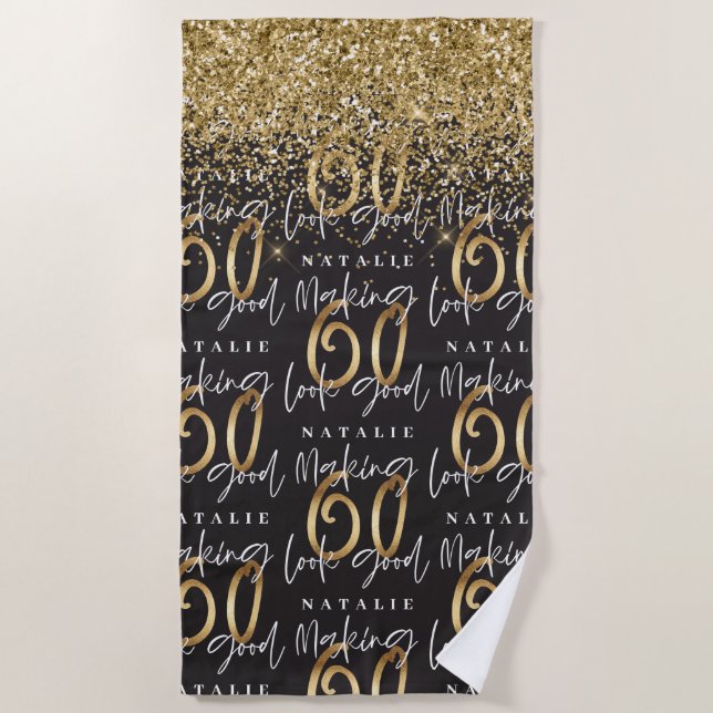 Serviette De Plage Faire 60 look belle parties scintillant or plage d (Devant)