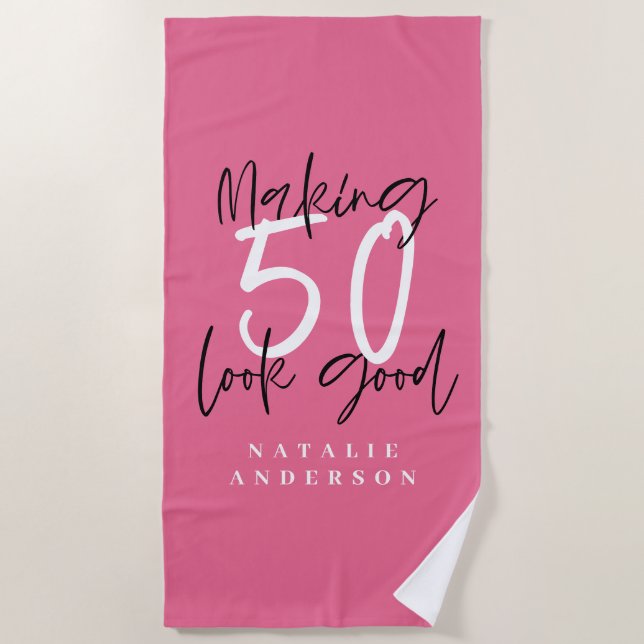 Serviette De Plage Faire paraître 50 beaux anniversaire de typographi (Devant)