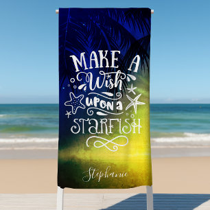 Serviette De Plage Faire un vœu sur une étoile de mer Mignon Personna