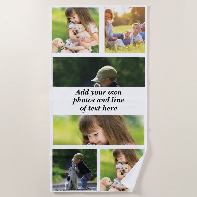 Serviette De Plage Faites votre propre collage photo et texte (Devant)