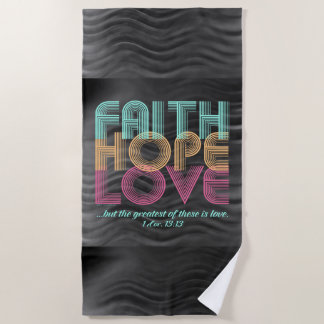 Serviette De Plage Faith Hope Love Christian Bible Verse Retro