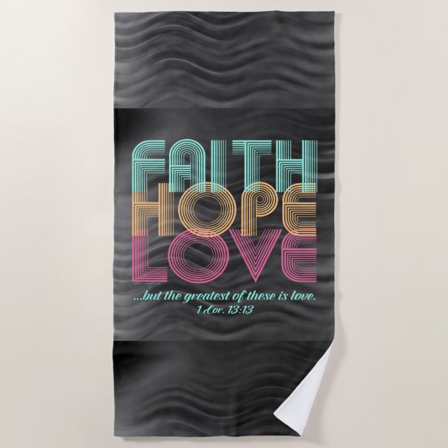 Serviette De Plage Faith Hope Love Christian Bible Verse Retro (Devant)