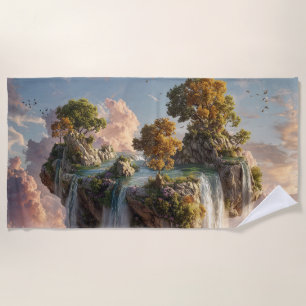 Serviette De Plage Falaises flottantes surréalistes avec cascades